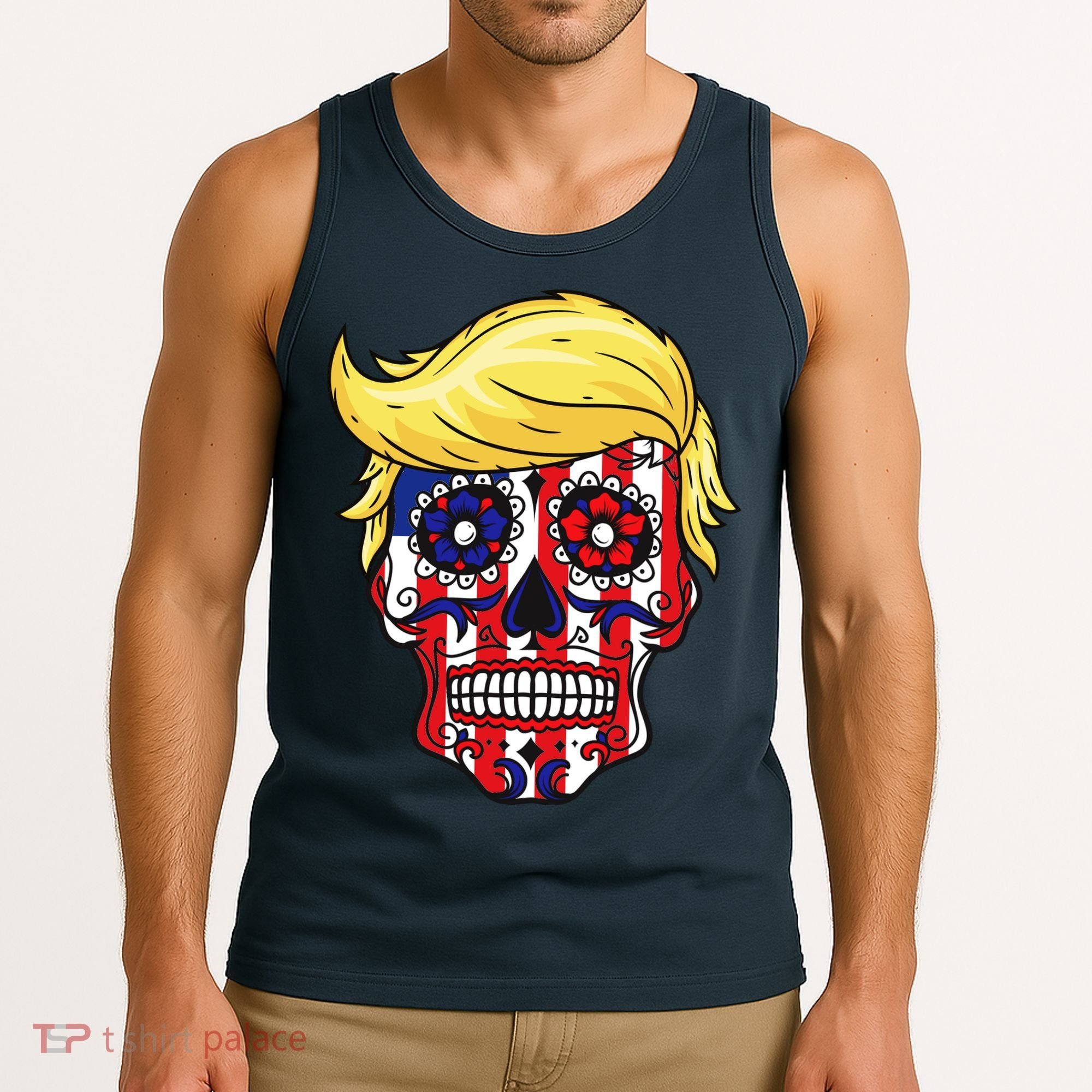 Patriotic Donald Trump Sugar Skull Tank Top