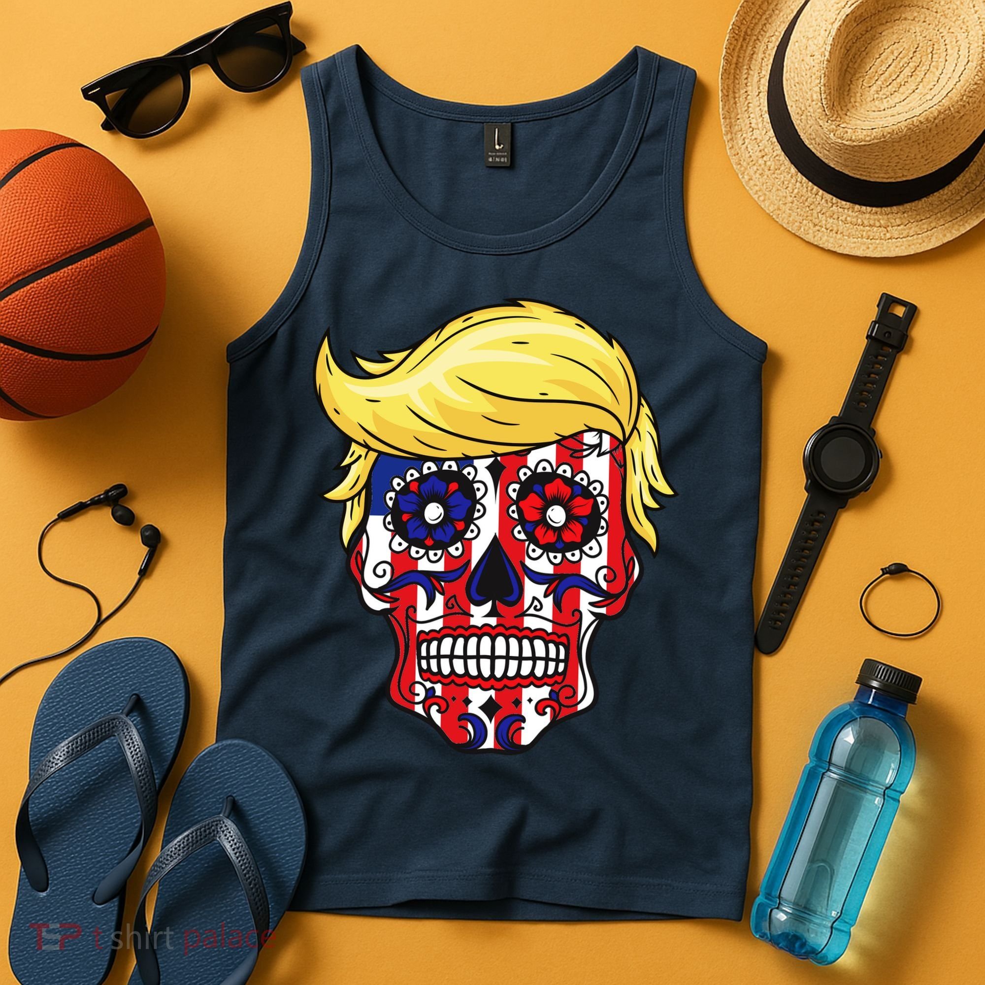 Patriotic Donald Trump Sugar Skull Tank Top