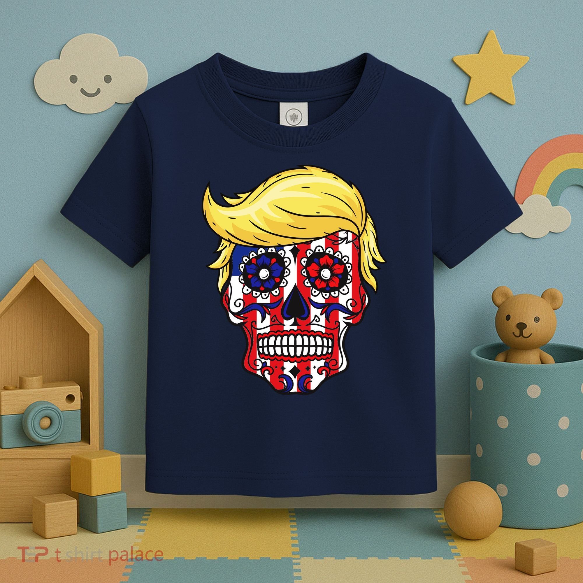 Patriotic Donald Trump Sugar Skull Toddler T-Shirt