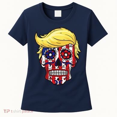 Patriotic Donald Trump Sugar Skull Women's T-Shirt