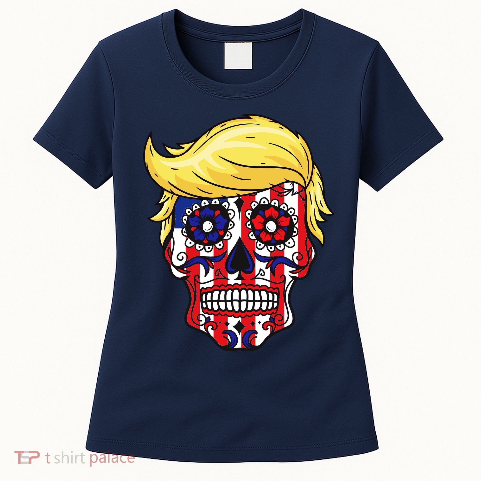Patriotic Donald Trump Sugar Skull Women's T-Shirt