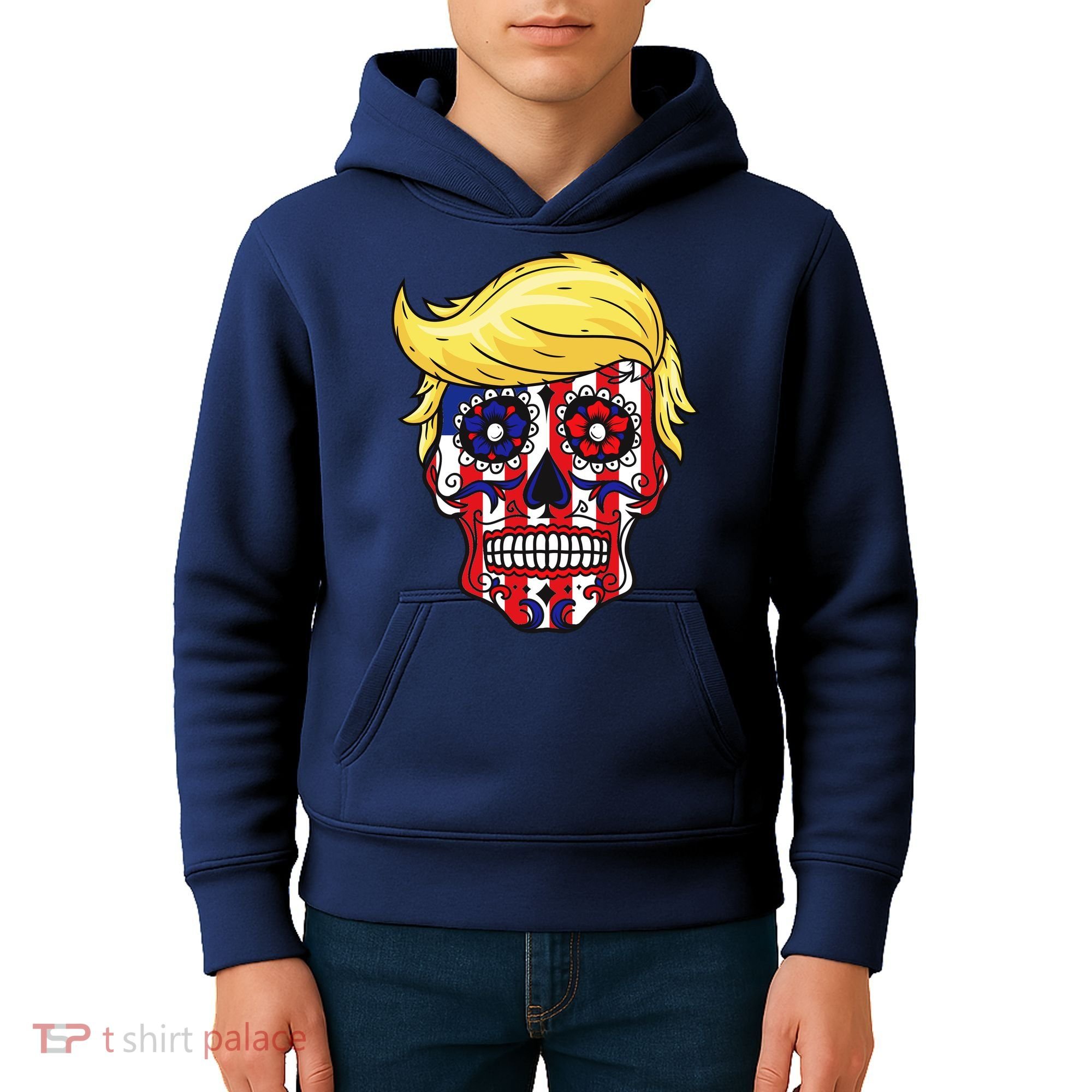 Patriotic Donald Trump Sugar Skull Kids Hoodie