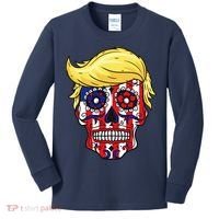 Patriotic Donald Trump Sugar Skull Kids Long Sleeve Shirt thumb 0