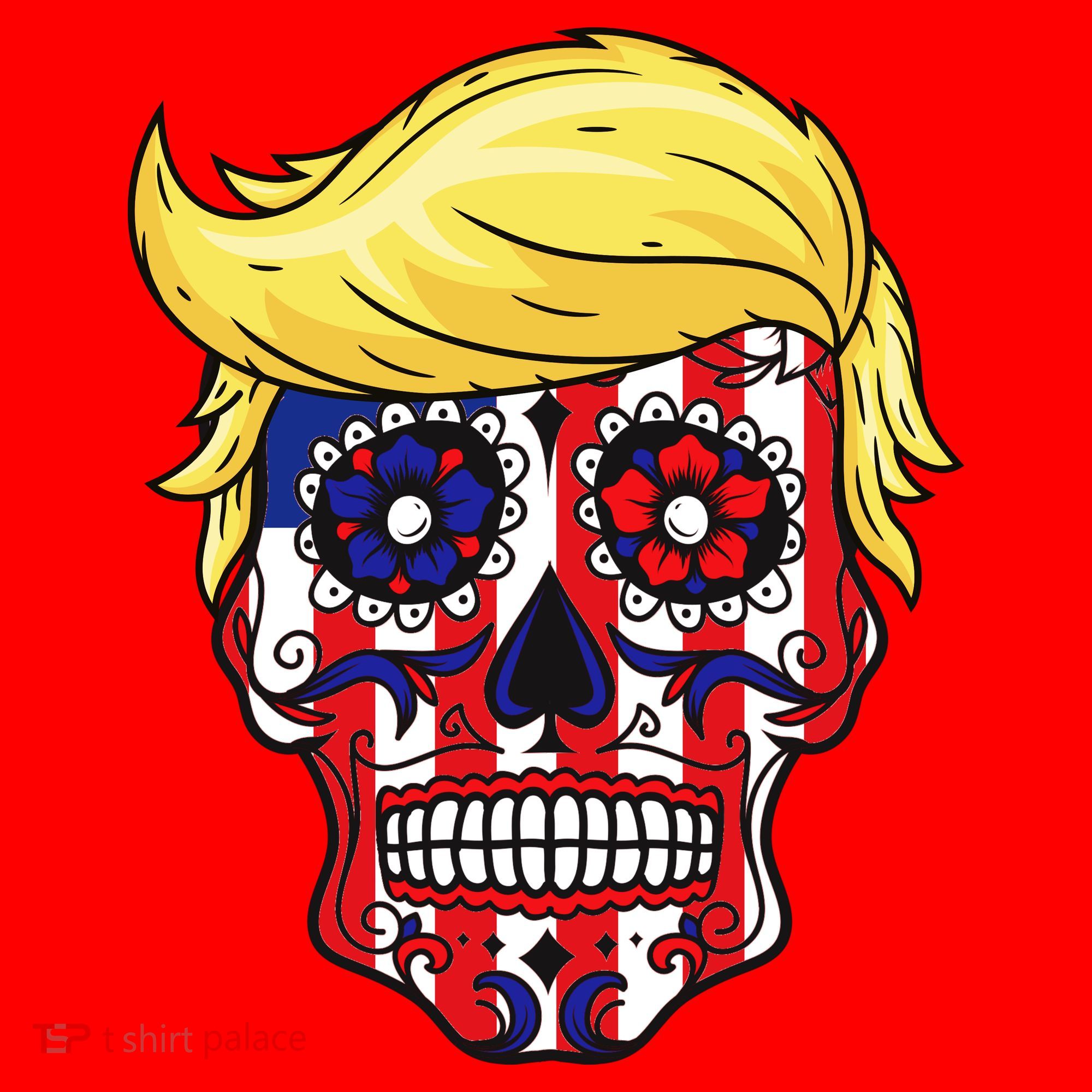 Patriotic Donald Trump Sugar Skull Santa Hat