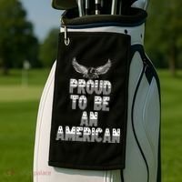 Patriotic Eagle Proud To Be An American Golf Towel thumb 2