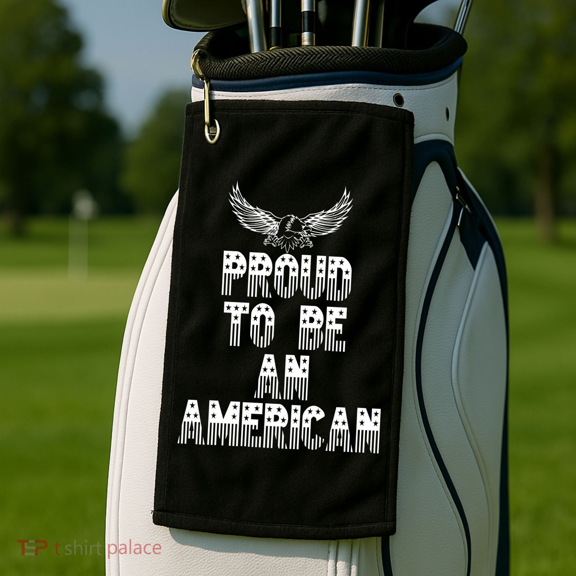 Patriotic Eagle Proud To Be An American Golf Towel