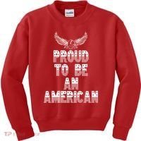 Patriotic Eagle Proud To Be An American Kids Sweatshirt thumb 0