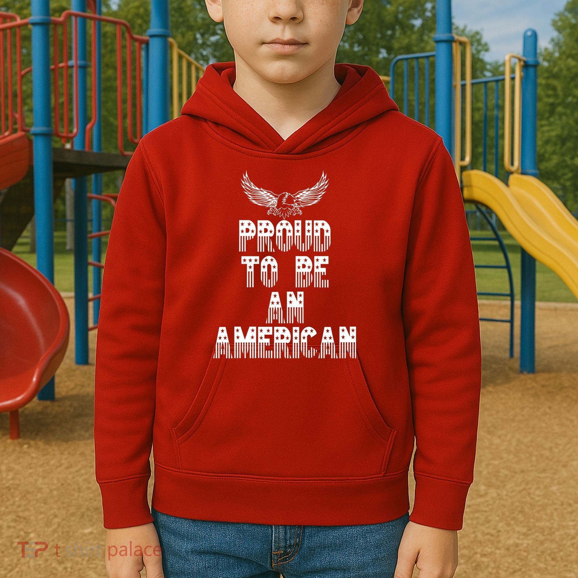 Patriotic Eagle Proud To Be An American Kids Hoodie