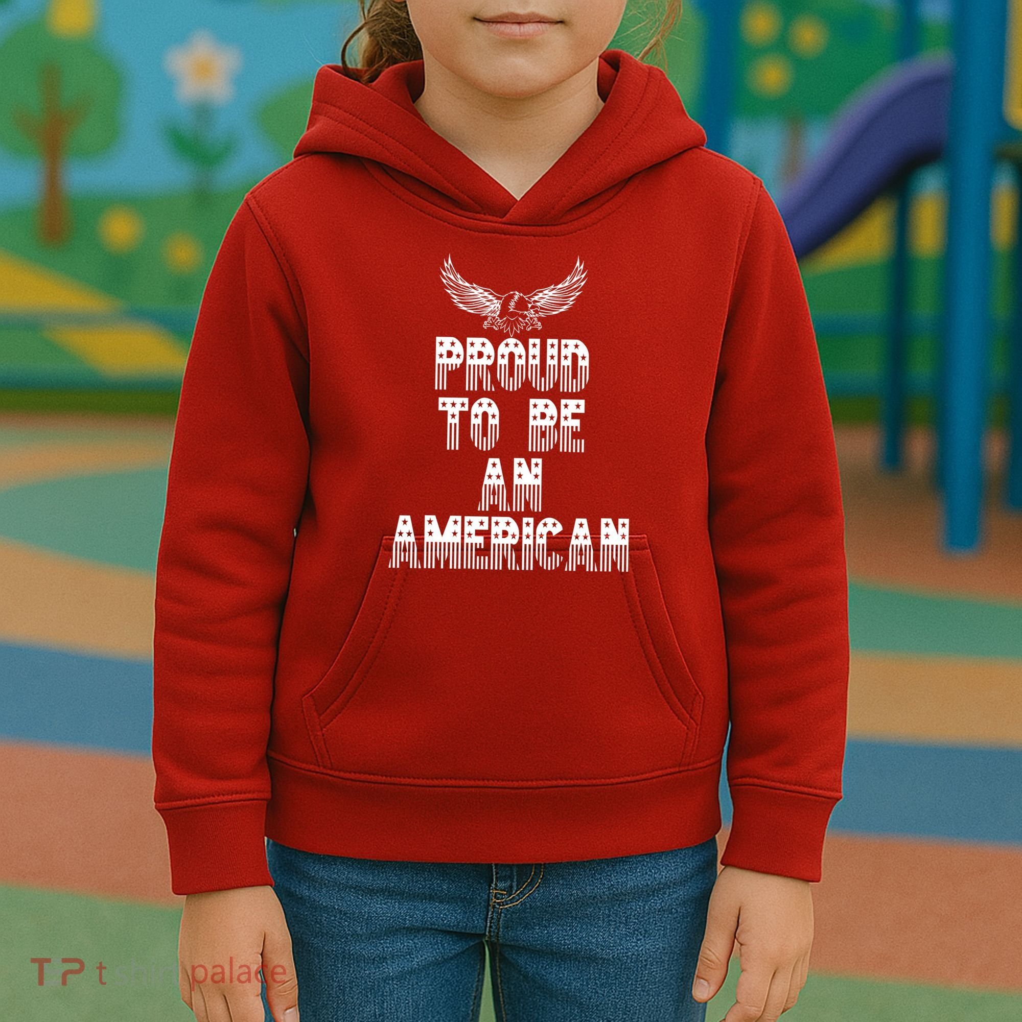 Patriotic Eagle Proud To Be An American Kids Hoodie