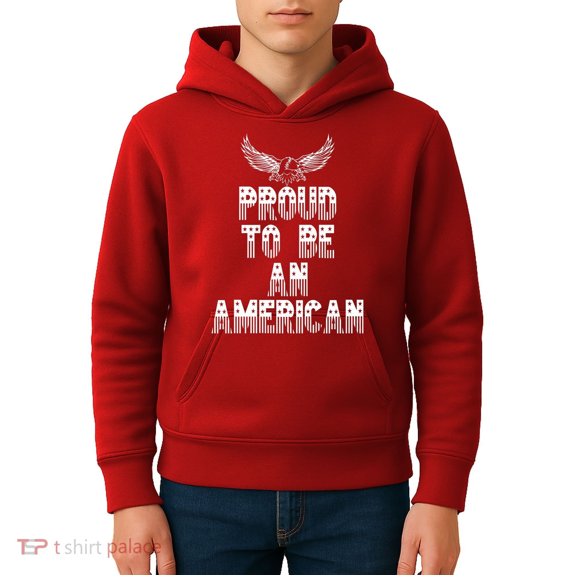 Patriotic Eagle Proud To Be An American Kids Hoodie