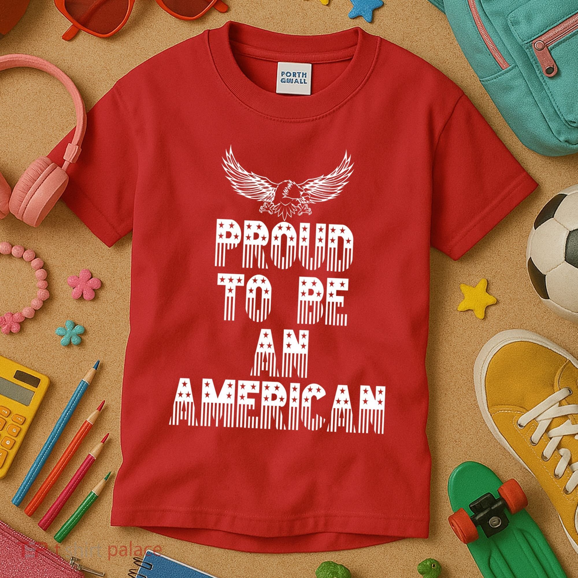 Patriotic Eagle Proud To Be An American Kids T-Shirt
