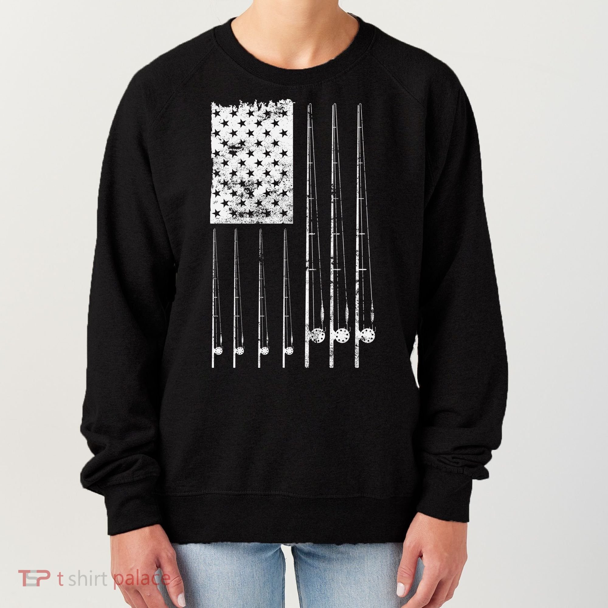 Patriotic Fishing American Flag Women's Sweatshirt
