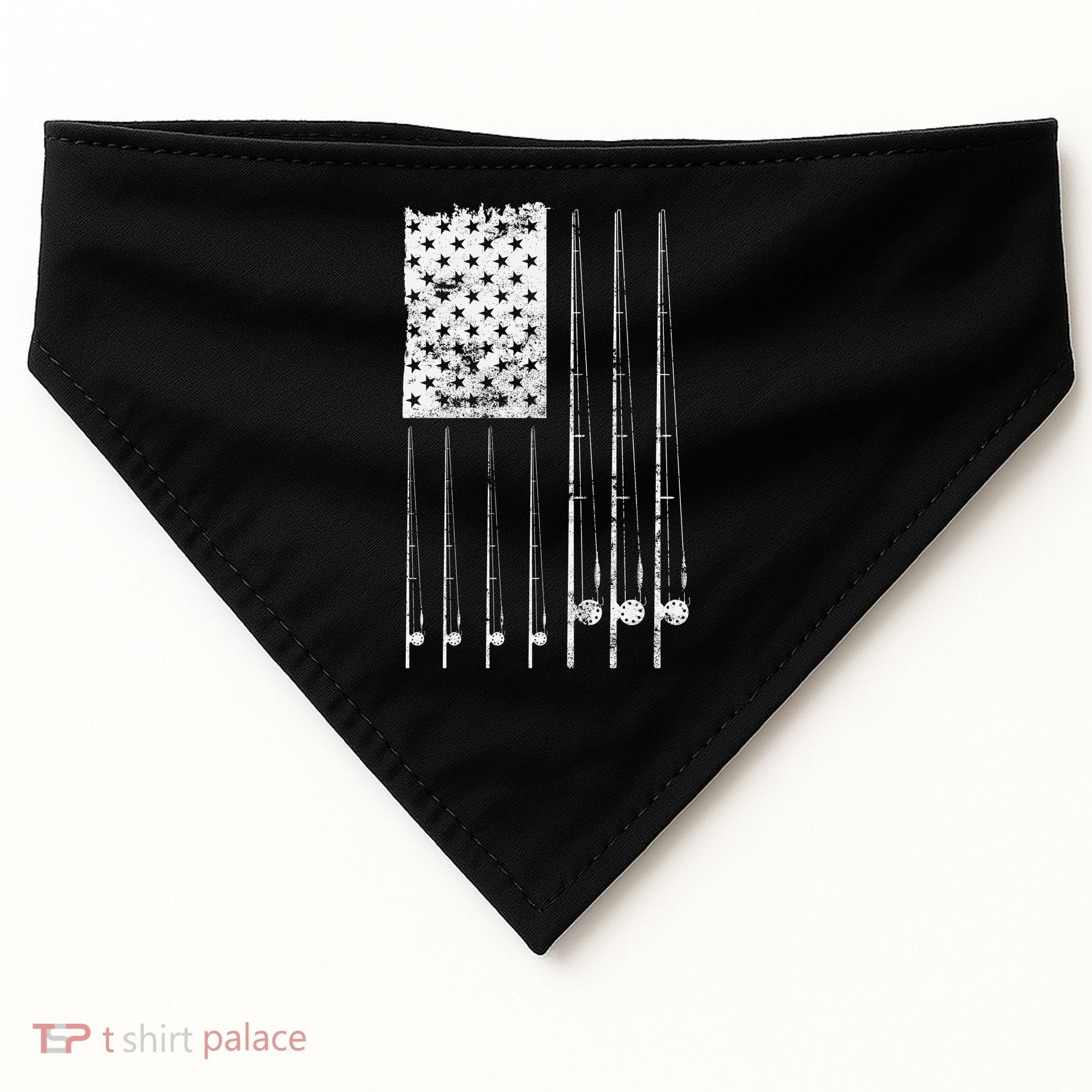 Patriotic Fishing American Flag USA-Made Doggie Bandana