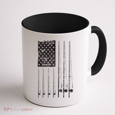 Patriotic Fishing American Flag Coffee Mug back