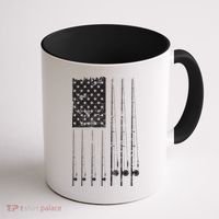 Patriotic Fishing American Flag Coffee Mug thumb 1