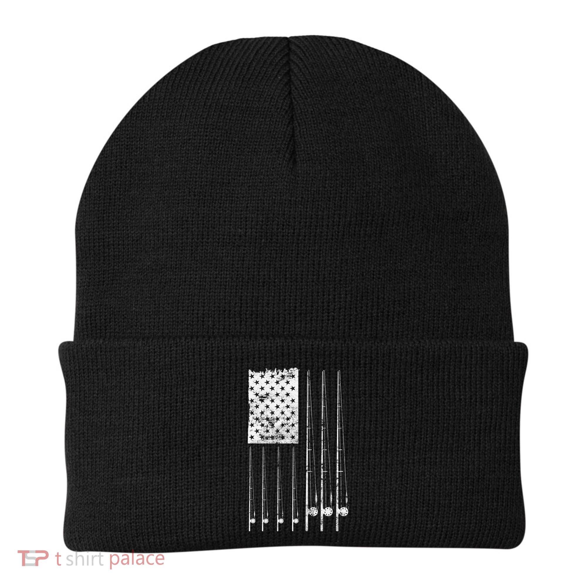 Patriotic Fishing American Flag Beanie