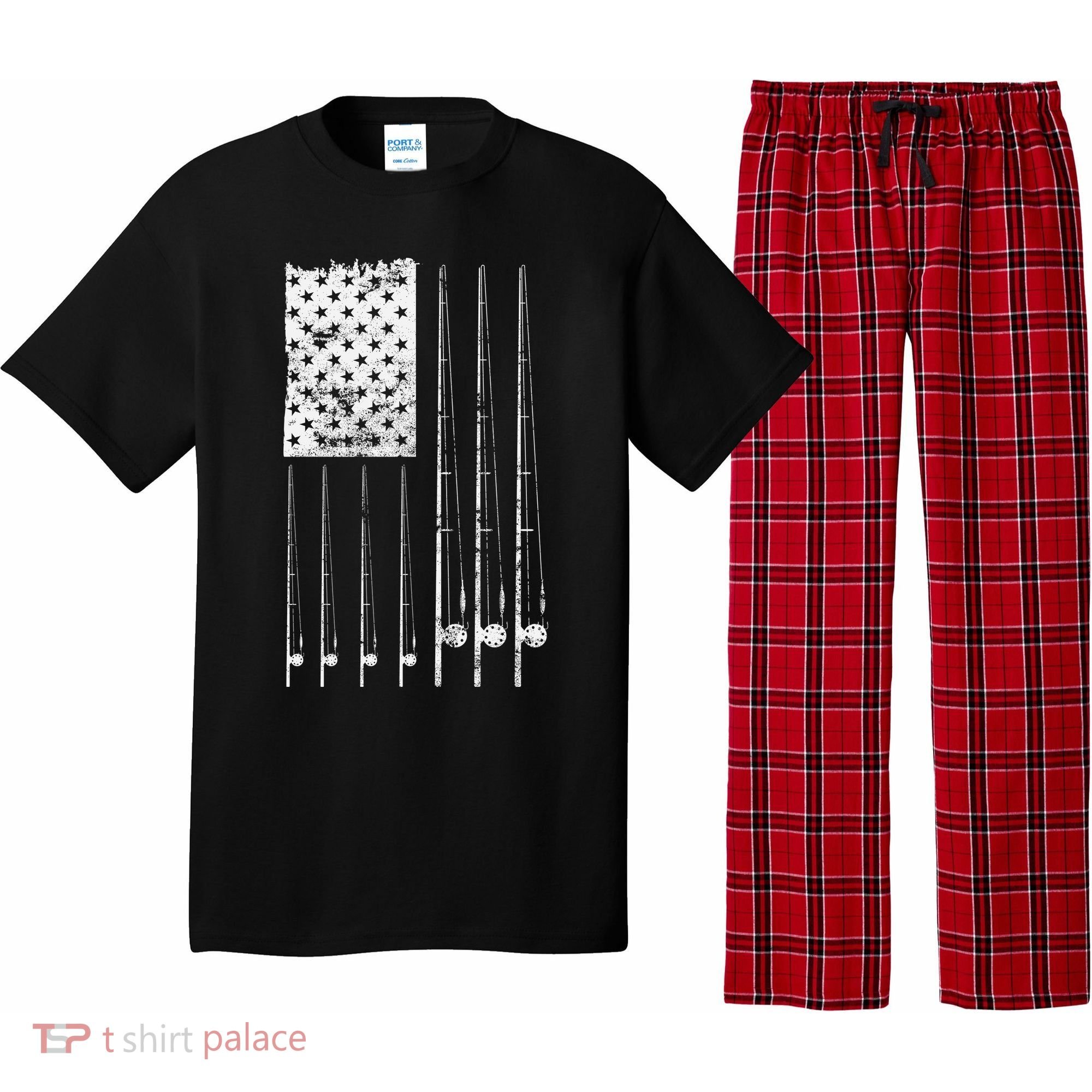 Patriotic Fishing American Flag Pajama Set