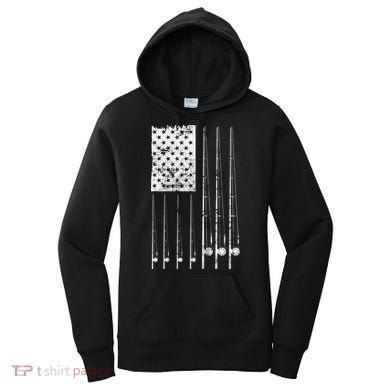 Patriotic Fishing American Flag Women's Hoodie