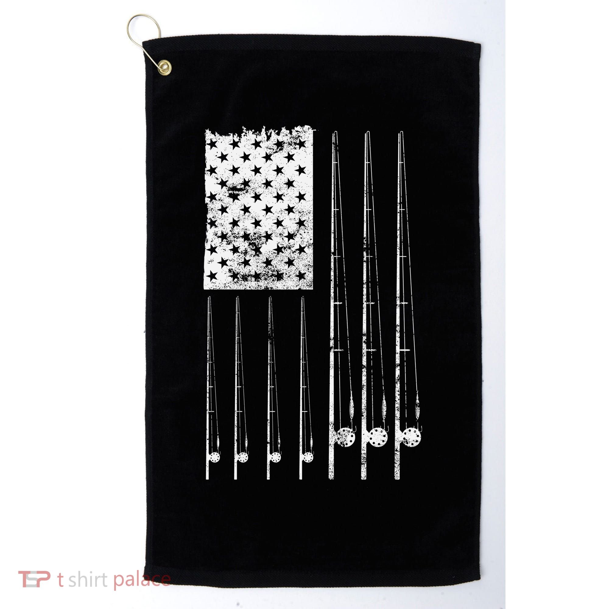 Patriotic Fishing American Flag Golf Towel