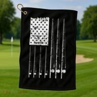 Patriotic Fishing American Flag Golf Towel thumb 1