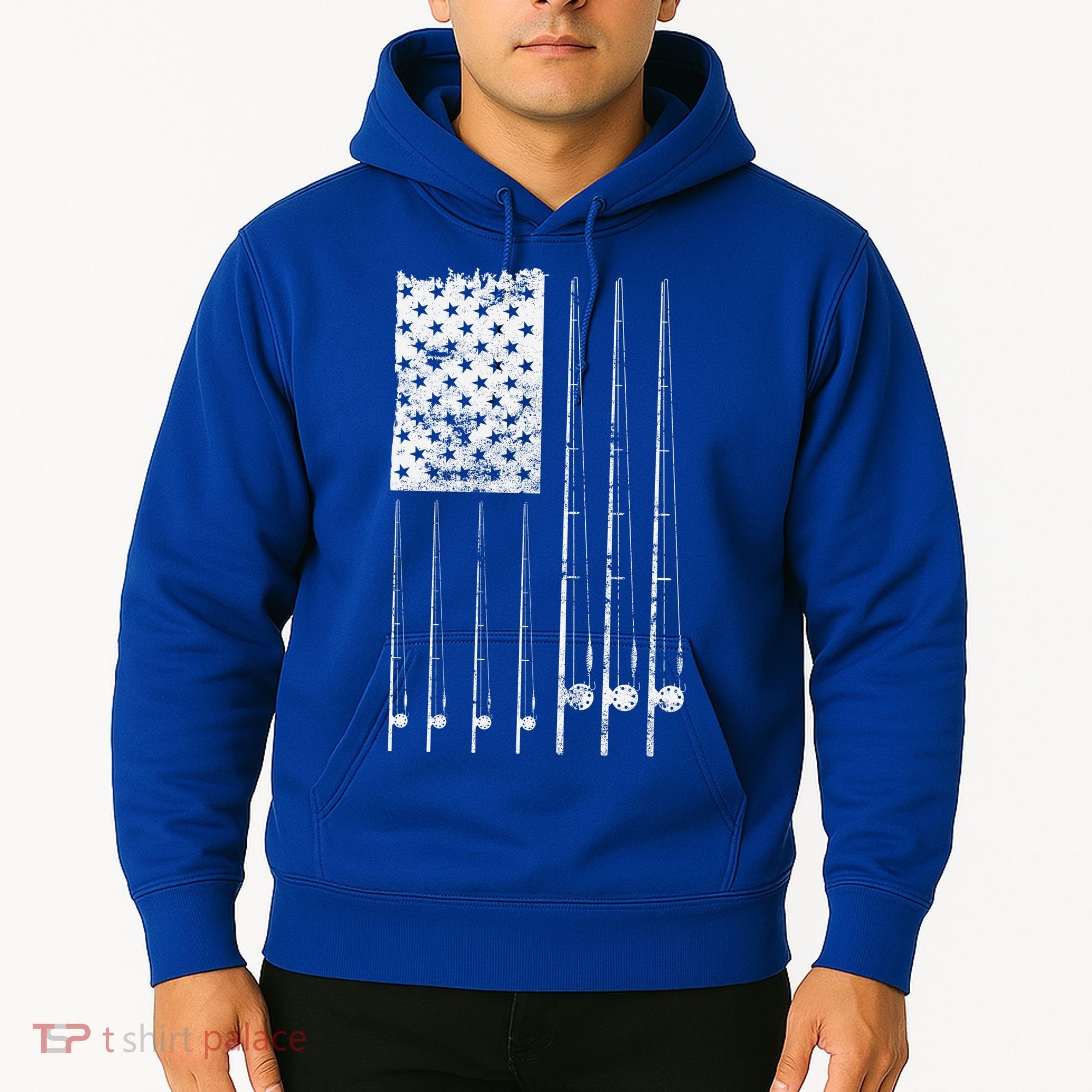 Patriotic Fishing American Flag Hoodie