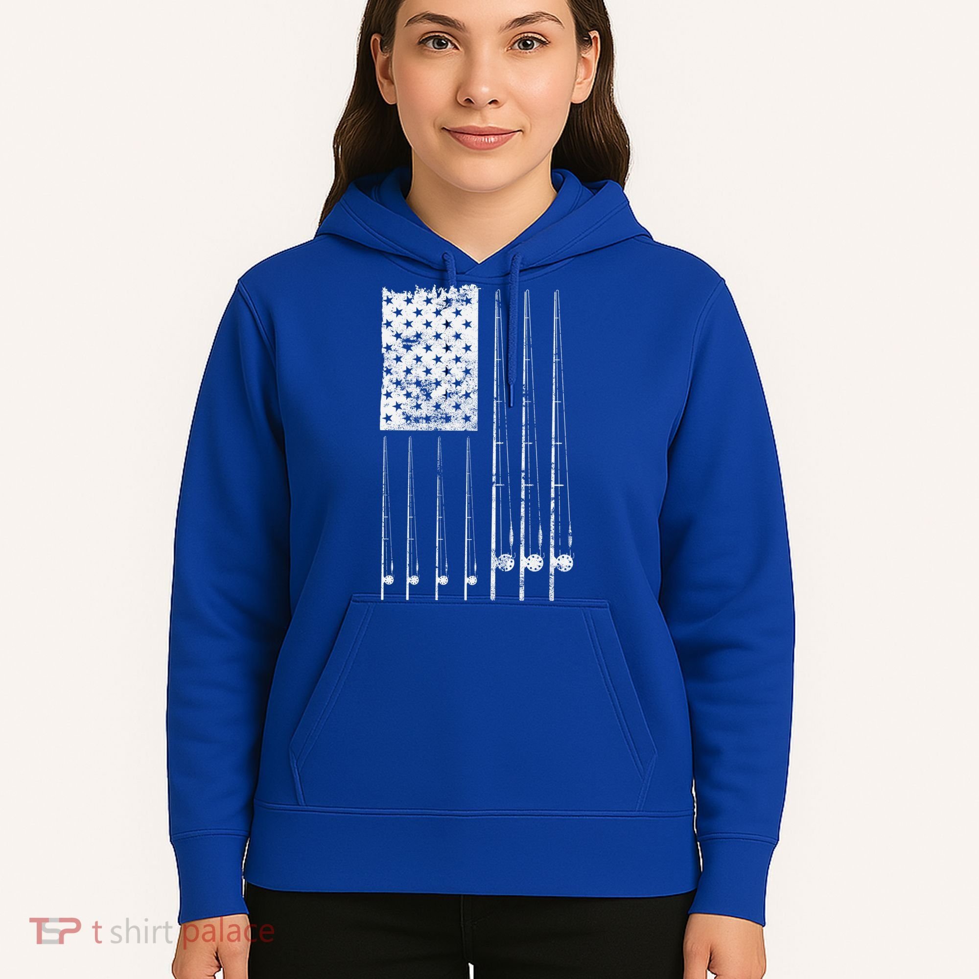 Patriotic Fishing American Flag Hoodie