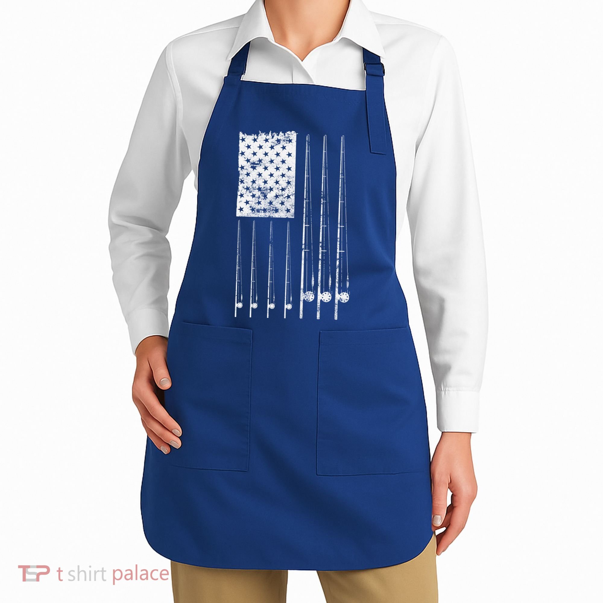 Patriotic Fishing American Flag Apron