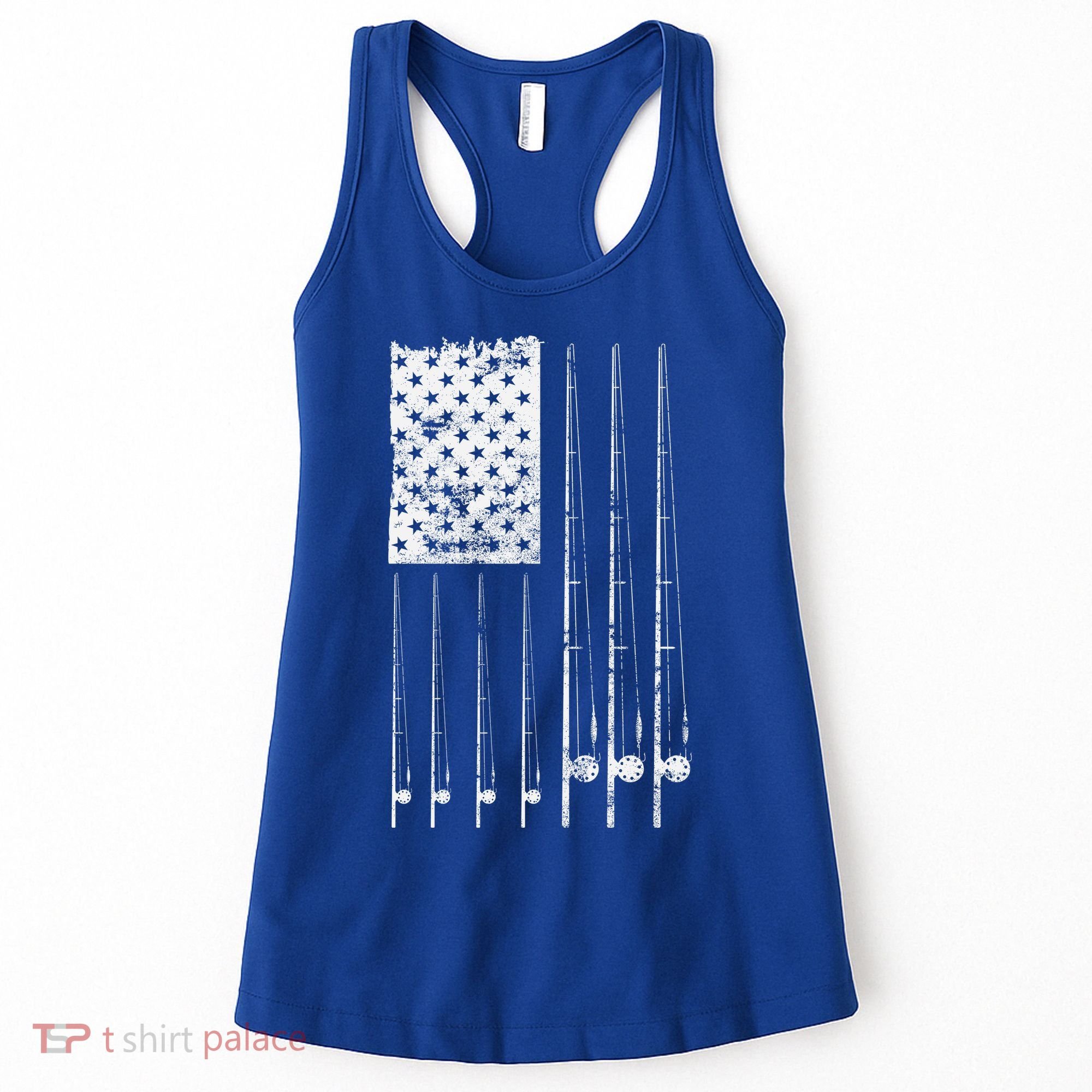 Patriotic Fishing American Flag Women's Tank Top