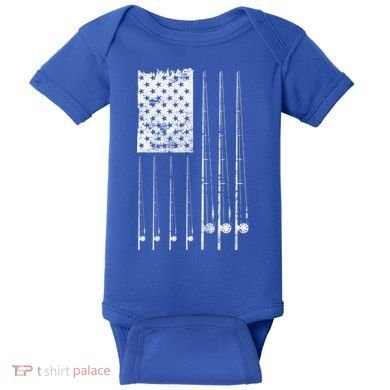 Patriotic Fishing American Flag Baby Bodysuit
