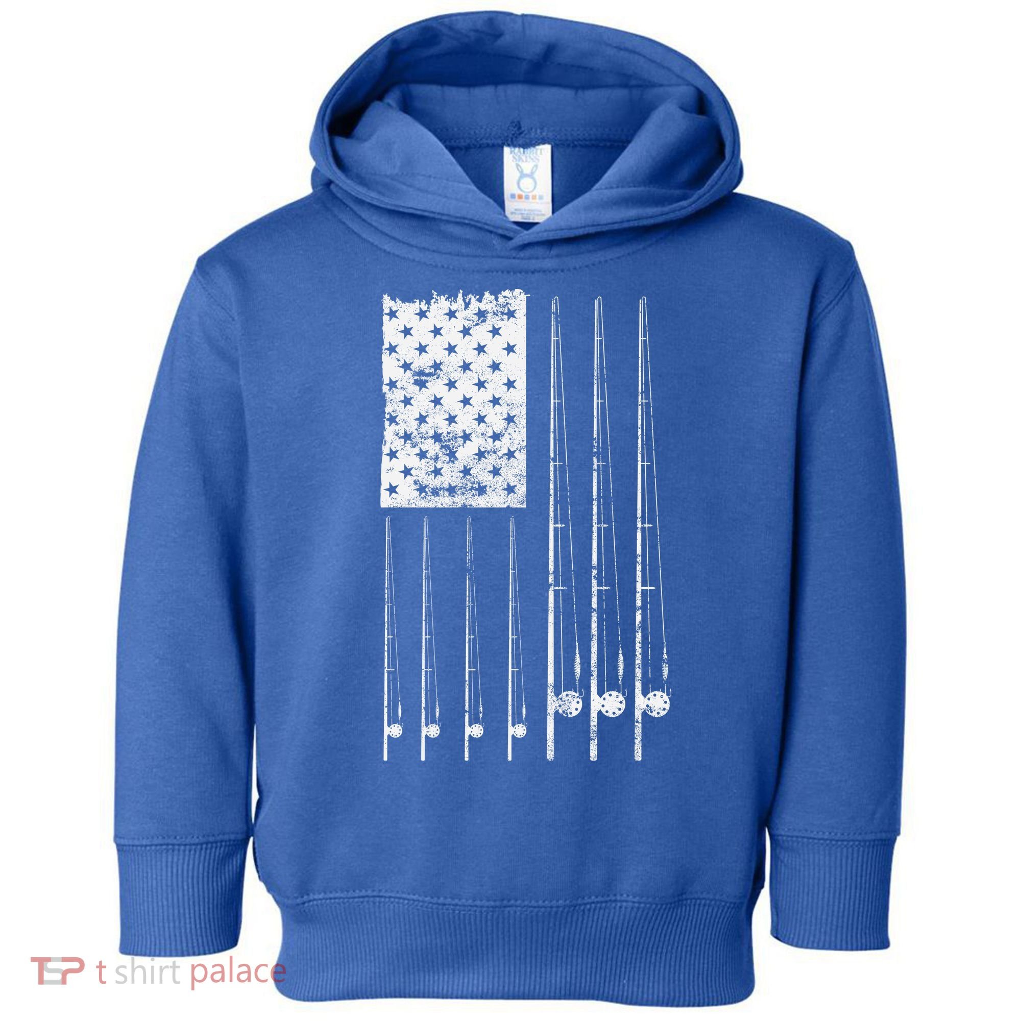 Patriotic Fishing American Flag Toddler Hoodie
