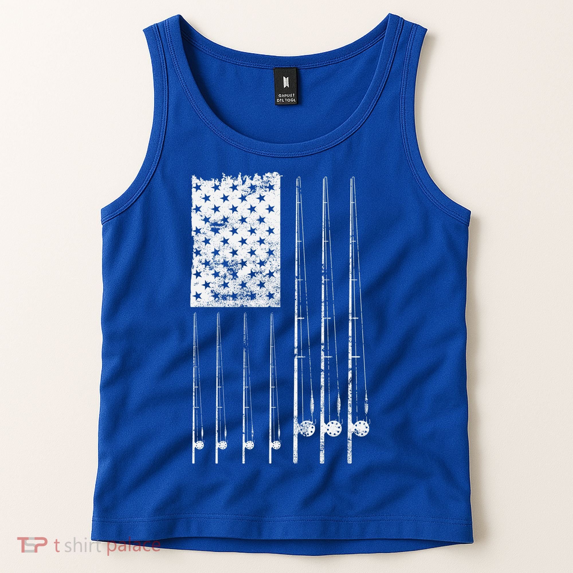 Patriotic Fishing American Flag Tank Top