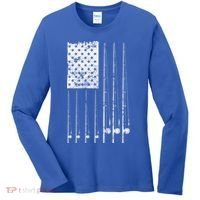 Patriotic Fishing American Flag Women's Long Sleeve Shirt thumb 0