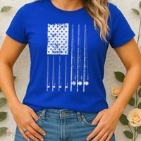 Patriotic Fishing American Flag Women's T-Shirt thumb 2