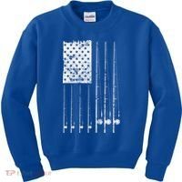 Patriotic Fishing American Flag Kids Sweatshirt thumb 0