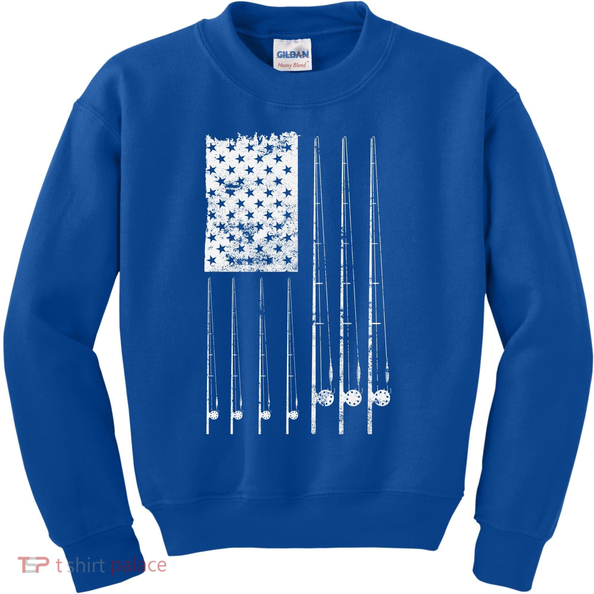 Patriotic Fishing American Flag Kids Sweatshirt