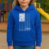 Patriotic Fishing American Flag Kids Hoodie thumb 3