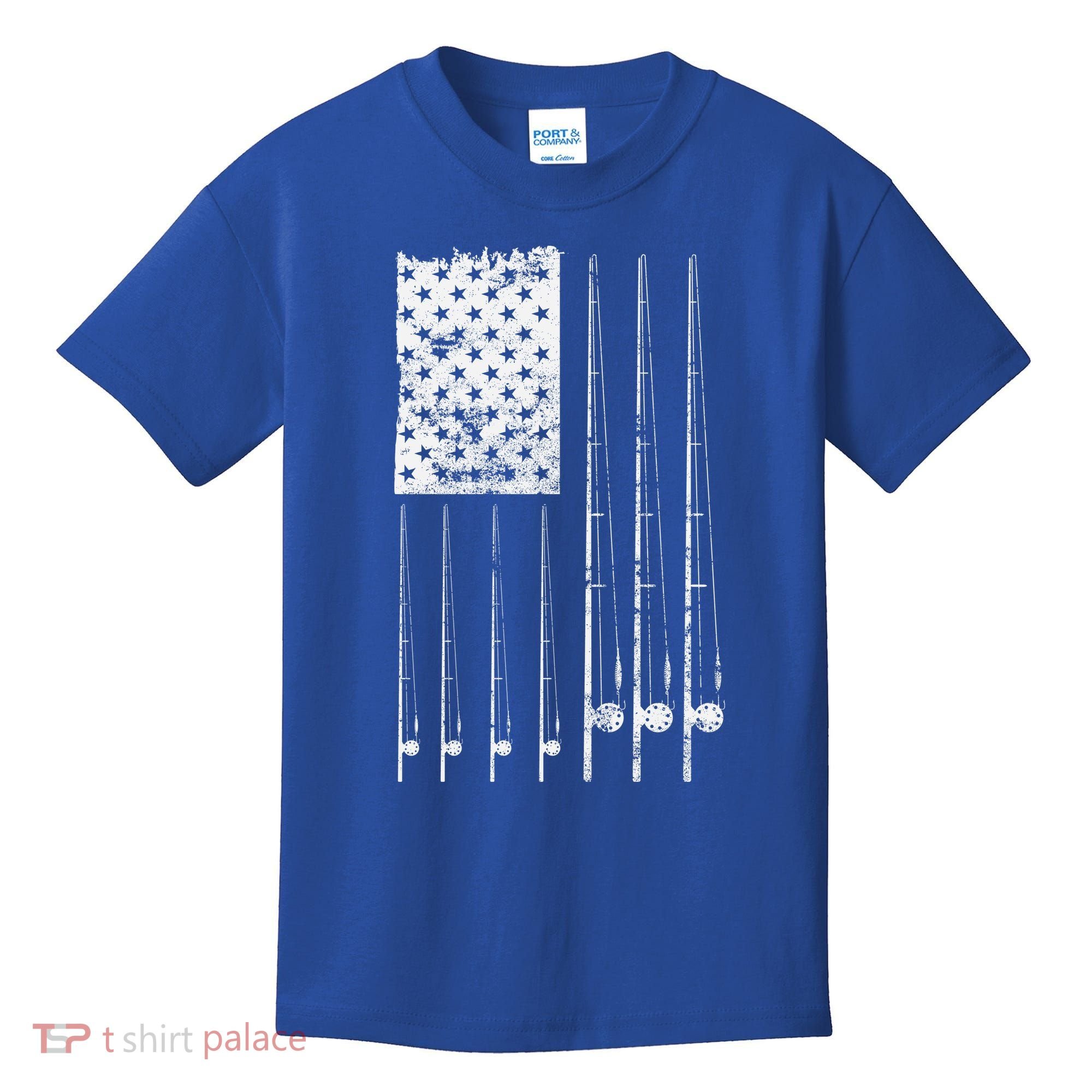 Patriotic Fishing American Flag Kids T-Shirt