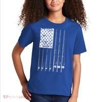 Patriotic Fishing American Flag Kids T-Shirt thumb 2