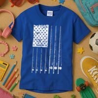 Patriotic Fishing American Flag Kids T-Shirt thumb 3