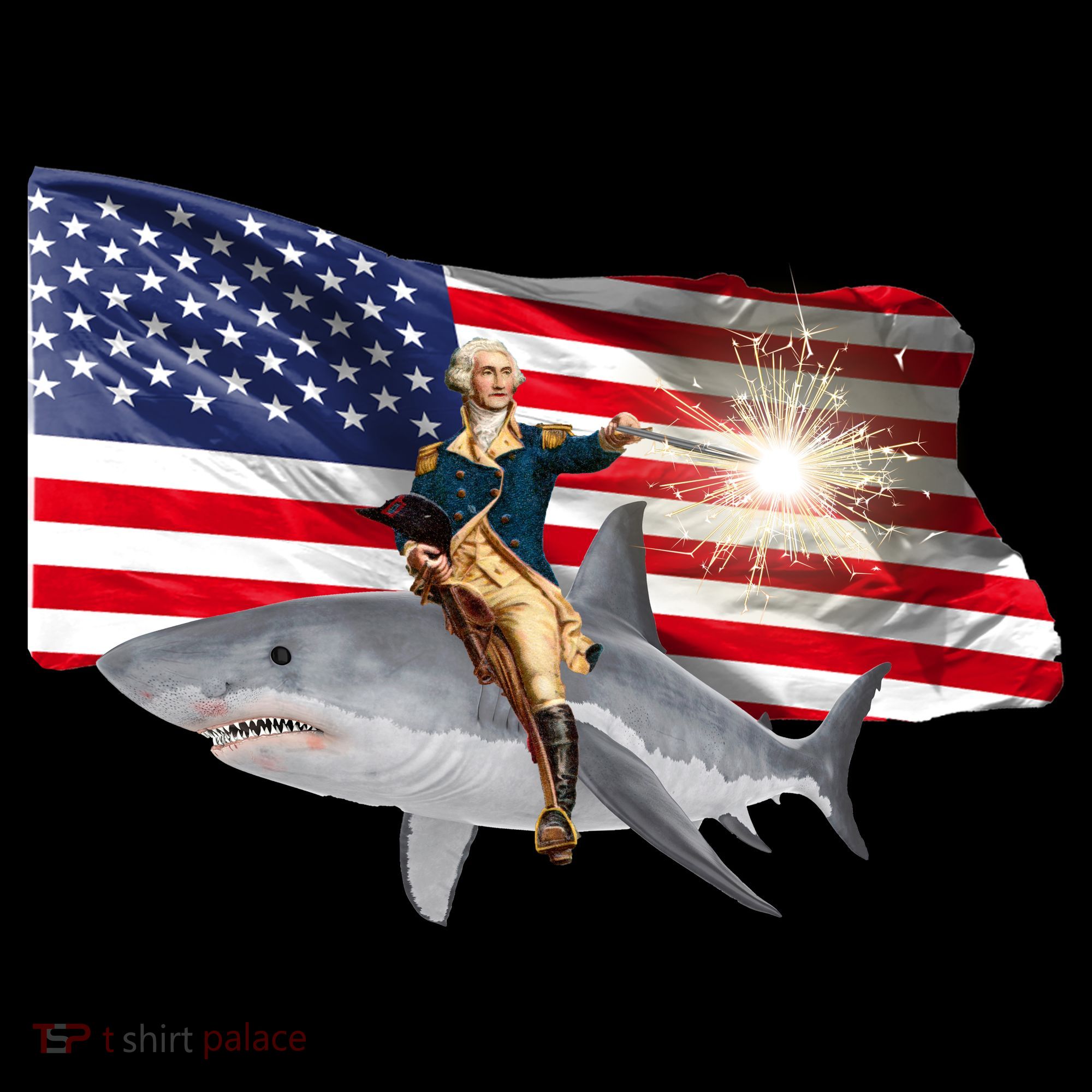 Patriotic George Washington On A Shark Ornament