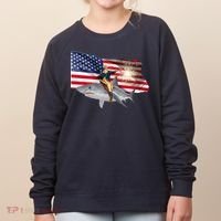 Patriotic George Washington On A Shark Women's Sweatshirt thumb 0