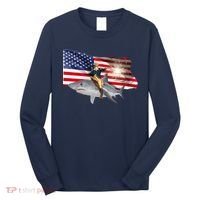 Patriotic George Washington On A Shark Long Sleeve Shirt thumb 0