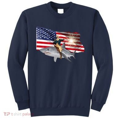 Patriotic George Washington On A Shark Sweatshirt