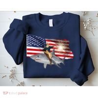 Patriotic George Washington On A Shark Sweatshirt thumb 2
