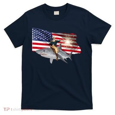 Patriotic George Washington On A Shark T-Shirt