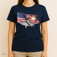 Patriotic George Washington On A Shark T-Shirt thumb 4
