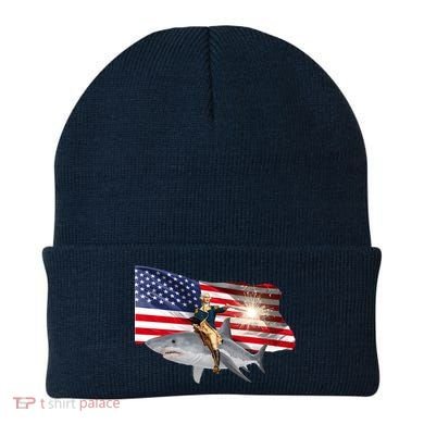 Patriotic George Washington On A Shark Beanie