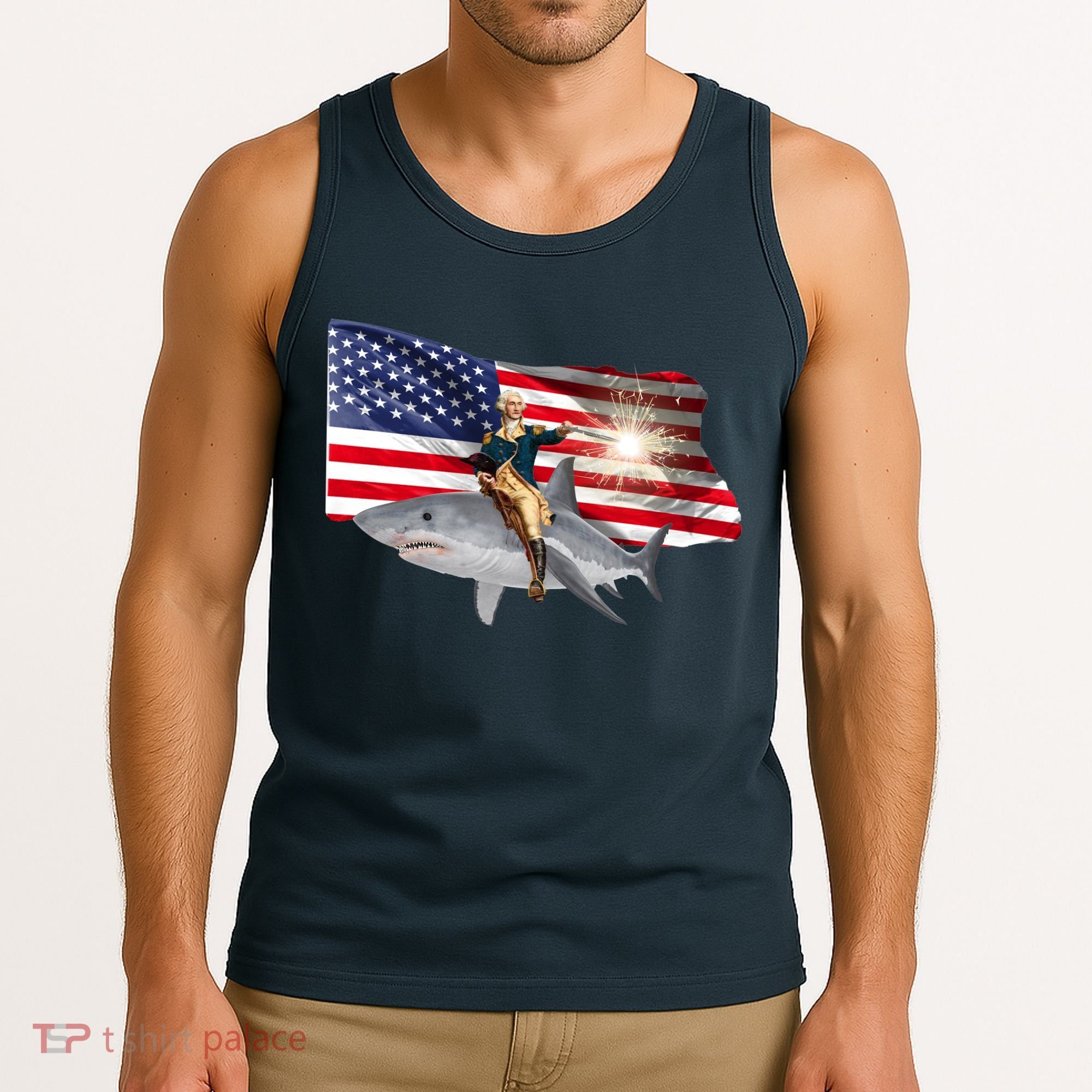Patriotic George Washington On A Shark Tank Top