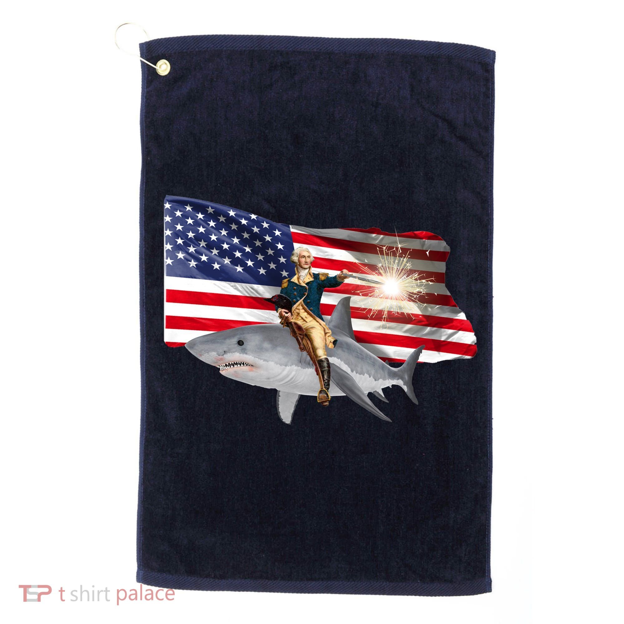 Patriotic George Washington On A Shark Golf Towel