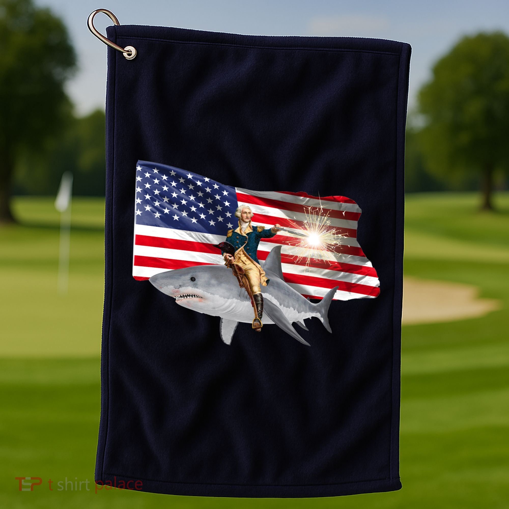 Patriotic George Washington On A Shark Golf Towel
